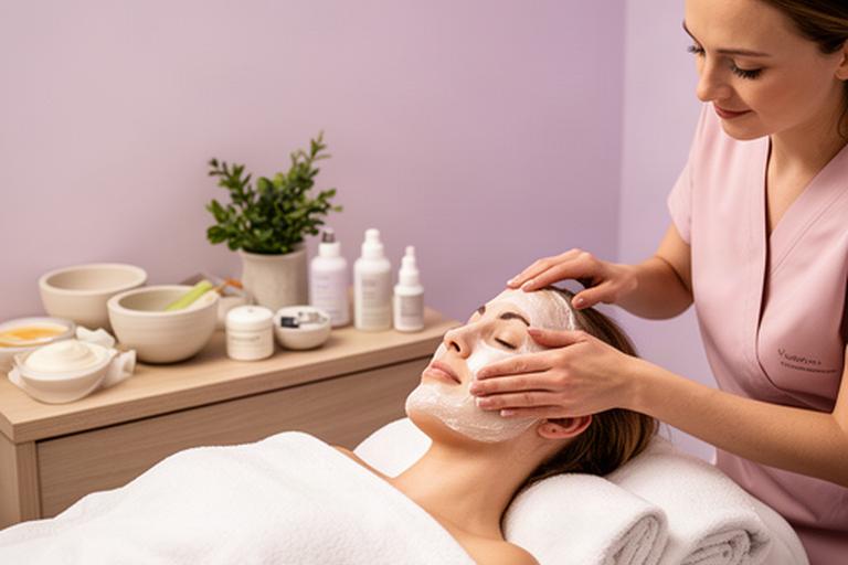 Therapist applying a hydrating facial treatment in a calm Saint Austell treatment room